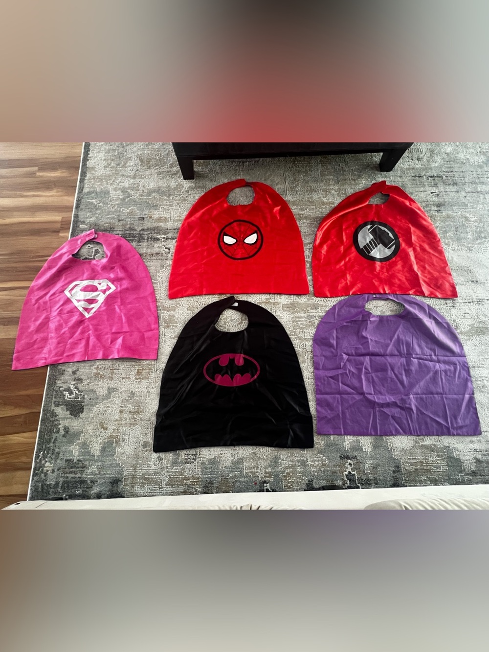 Set of 6 Kids Superhero Capes - REVERSIBLE - Spider-Man, Batman, Superman & More